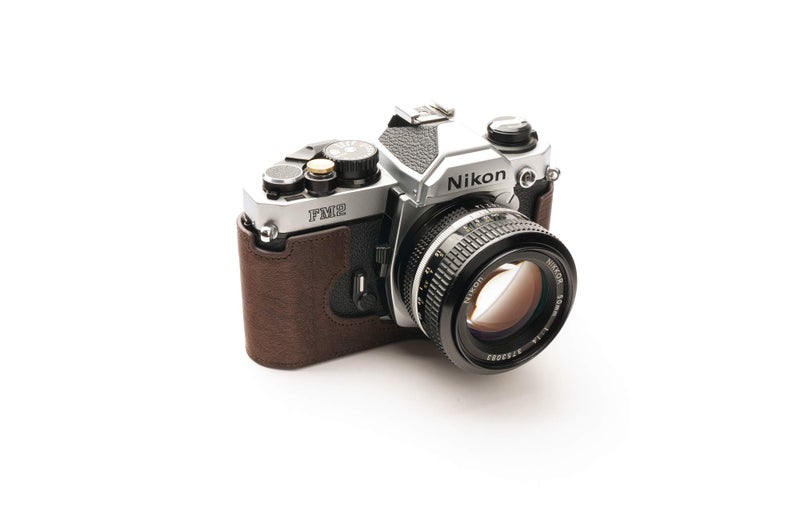 BolinUS Nikon FM2 Case, BolinUS Handmade Genuine Real Leather Half Camera Case Bag Cover for Nikon FM2 FM FE FM2n FE2 With Hand Strap (Coffee) - Image 5